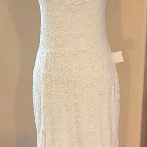 White Lace Halter Dress with Spaghetti Straps - Size 12